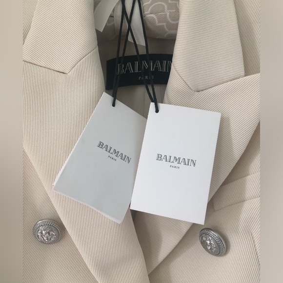 NWT Balmain  Cream Double- Breasted Blazer with Silver Buttons. Size 34. - Picture 10 of 14